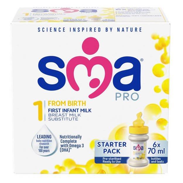 SMA PRO First Infant Milk From Birth Starter 6pk (6 x 70ml) 420ml