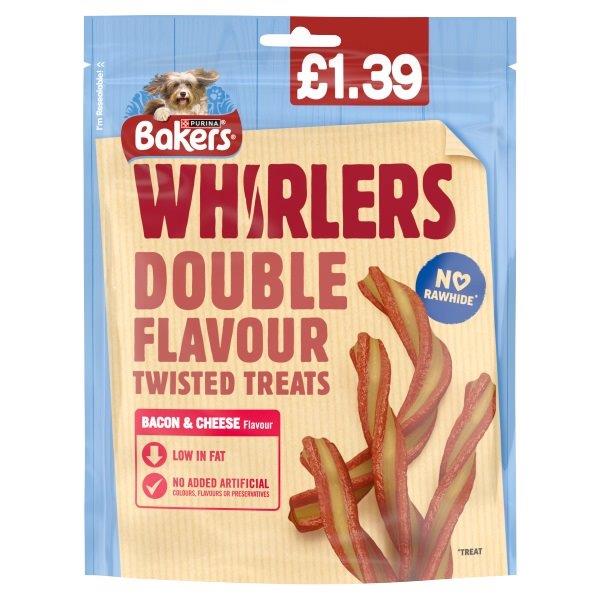 Bakers Dog Treats Whirlers Bacon & Cheese PM £1.39 130g