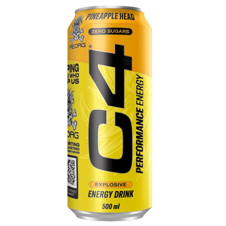 C4 Energy Carbonated Pineapple REORG Charity Can PM £1.59 500ml