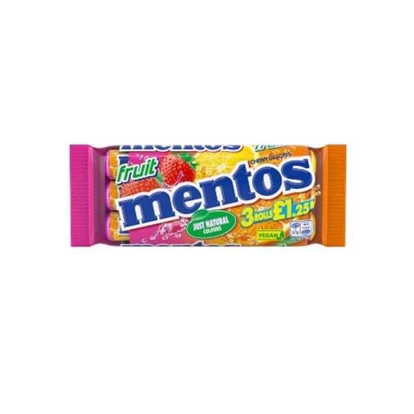 Mentos Rolls 3pk Fruit (3 x 38g) PM £1.25 (B)