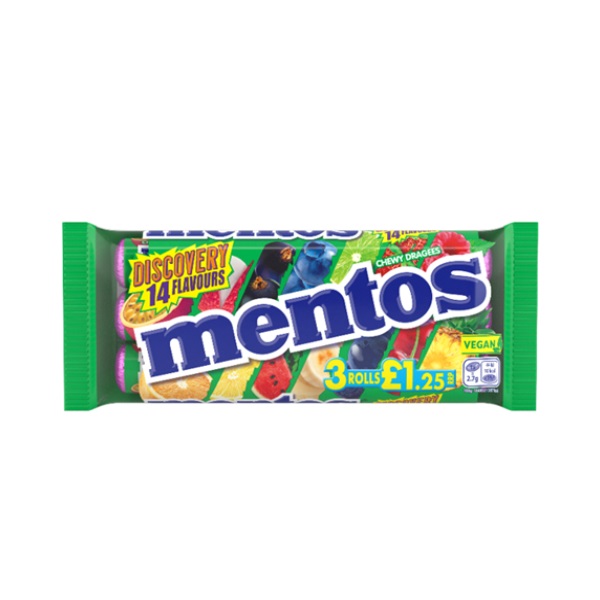 Mentos Rolls 3pk Discovery (3 x 38g) PM £1.25 (B)