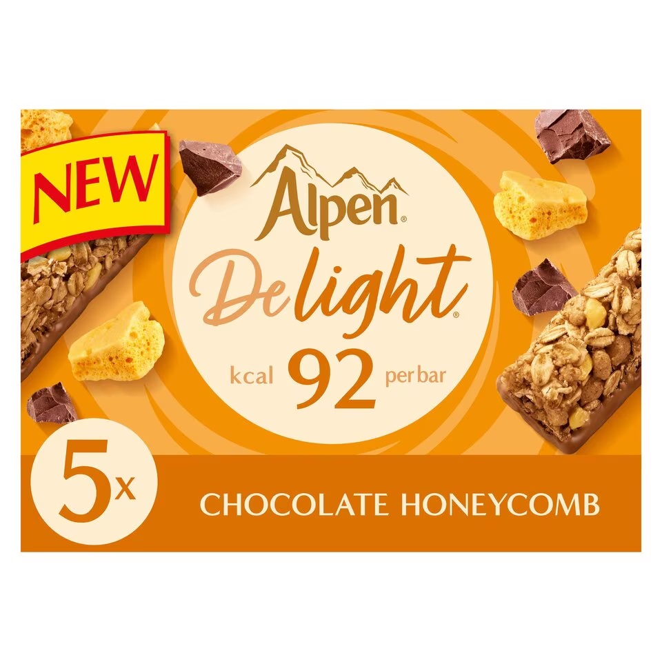 Alpen Delight Cereal Bars Chocolate Honeycomb 5pk (5 x 19g) 95g 