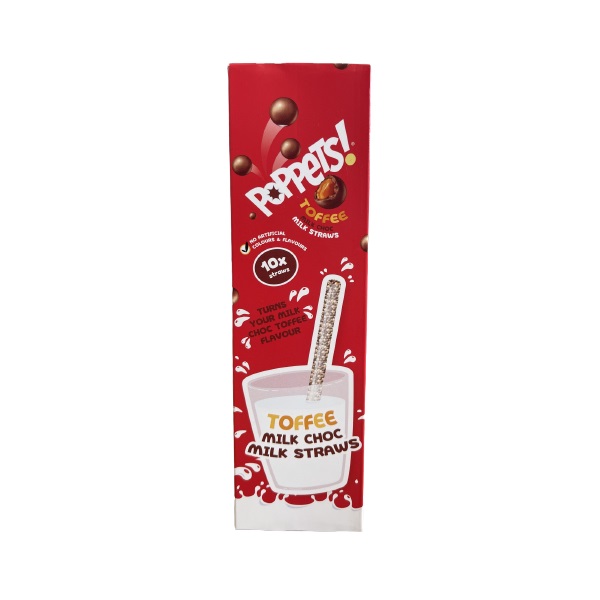 Poppets Toffee Milk Chocolate Straws 10s 6g