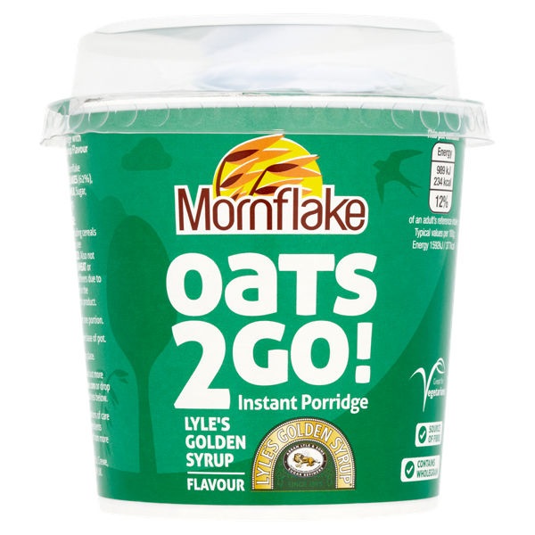 Mornflake Oats 2Go Porridge Pots Lyles Golden Syrup 62g