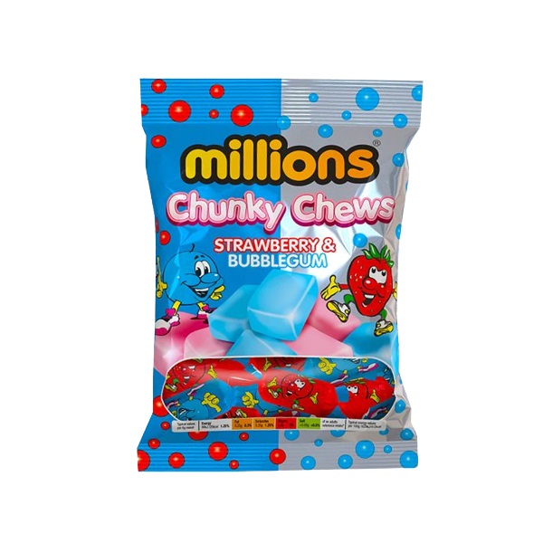 Millions Chunky Chews Strawberry & Bubblegum 120g