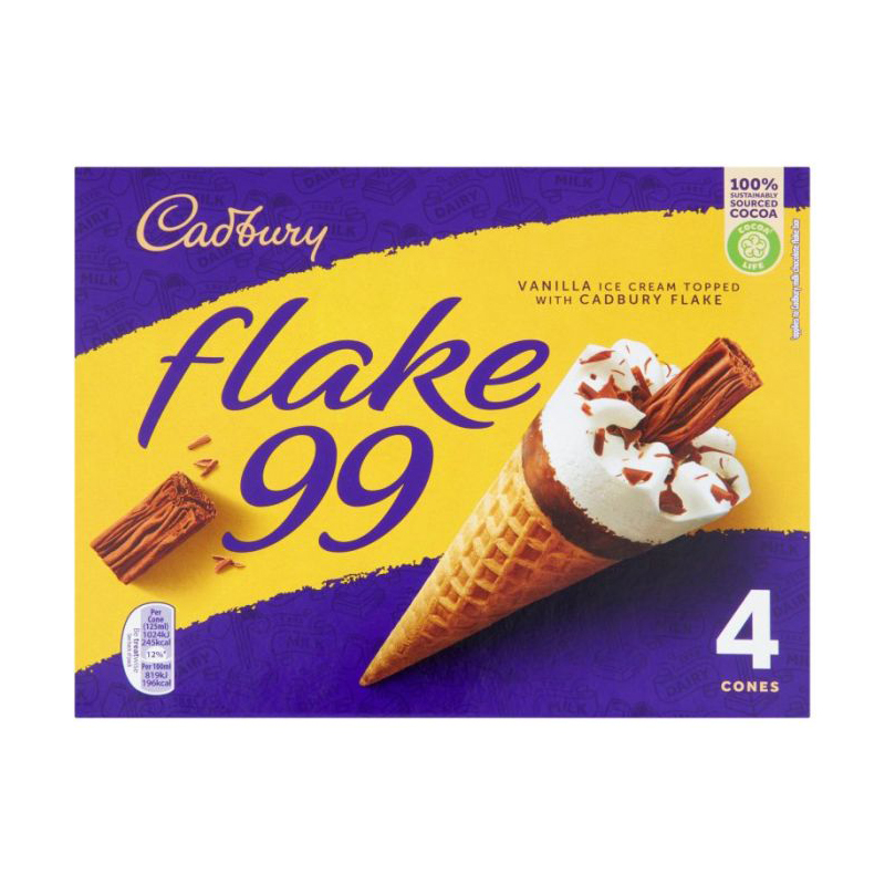 Cadbury Flake 99 Ice Cream Cones 4pk