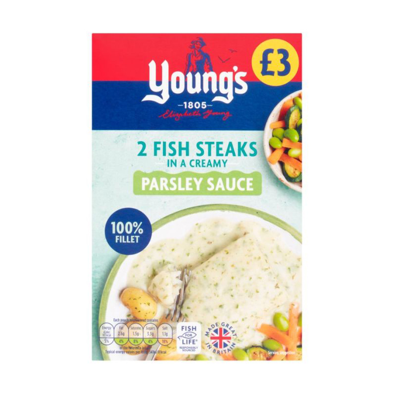 Youngs 2 Fish Steaks in Parsley Sauce 280g PM £3