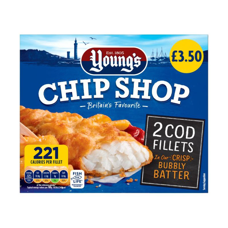 Youngs 2s Battered Cod Fillets 200g PM £3.50