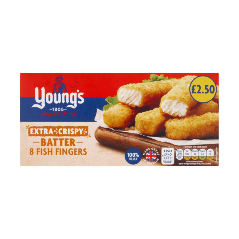 Youngs 8 Crispy Battered Fish Fingers 240g PM £2.50