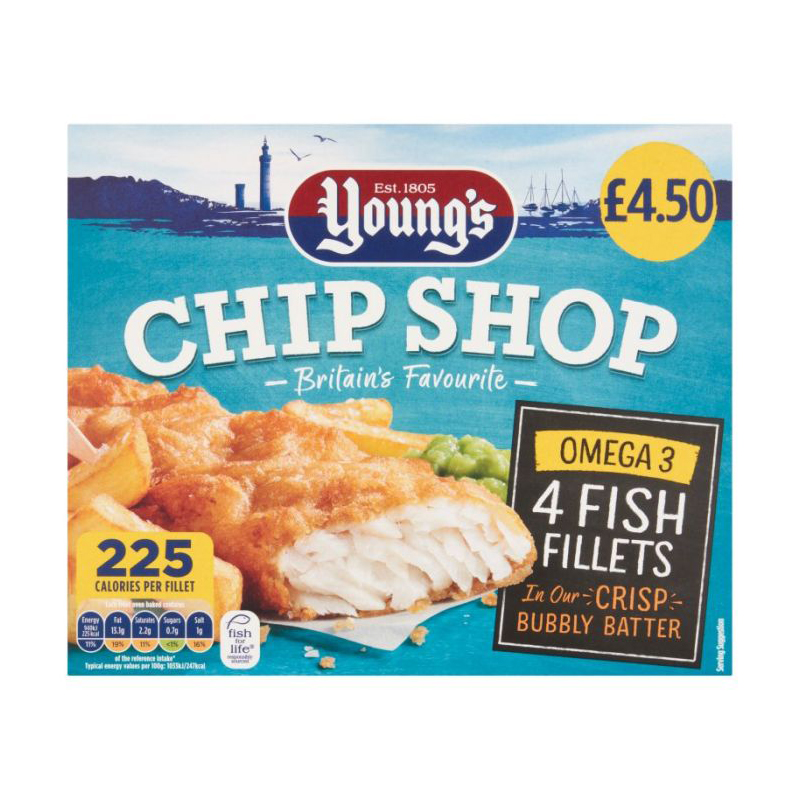 Youngs Chip Shop Battered Fish Fillets 400g PM £4.50