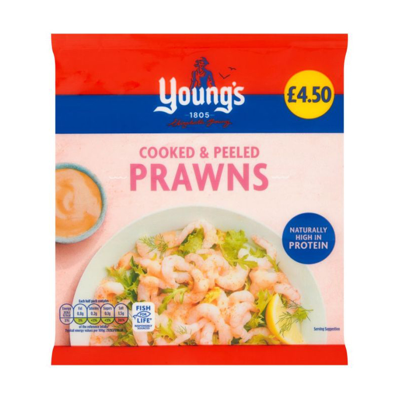 Youngs Cooked & Peeled Prawns 180g PM £4.50