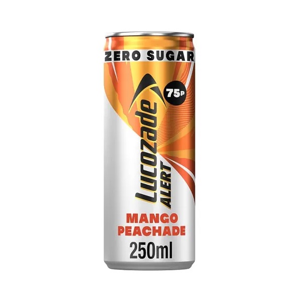 Lucozade Alert Zero Mango Peachade Can PM 75p 250ml