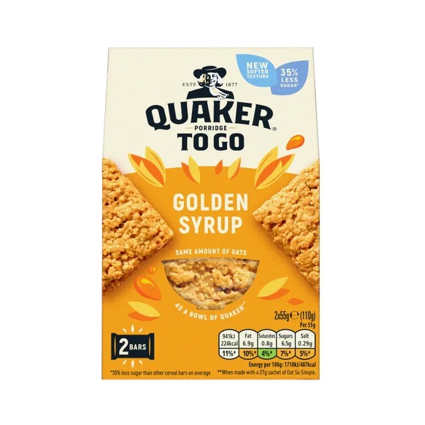 Quaker Porridge To Go Golden Syrup 2pk (HS)