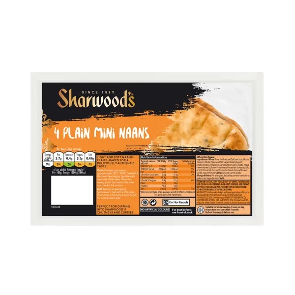 Sharwoods Mini Plain Naan 4s 260g