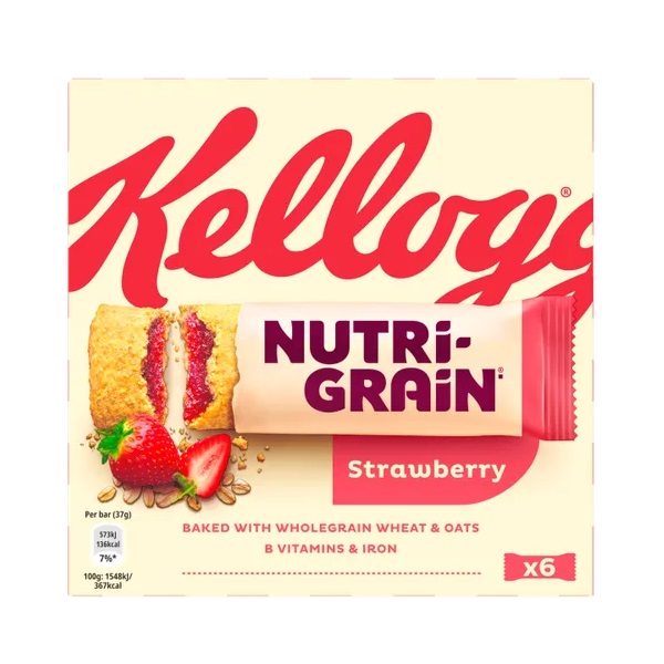 Kelloggs Nutri Grain Strawberry Cereal Bars 6pk (6 x 37g)