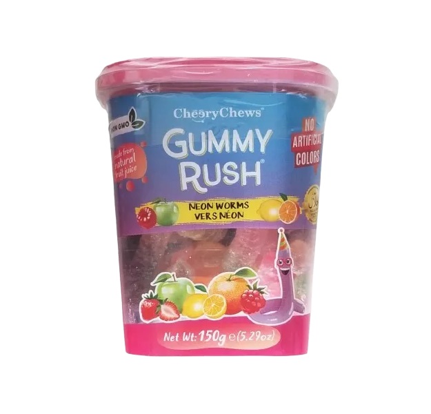 Gummy Rush Neon Worms Tub 150g