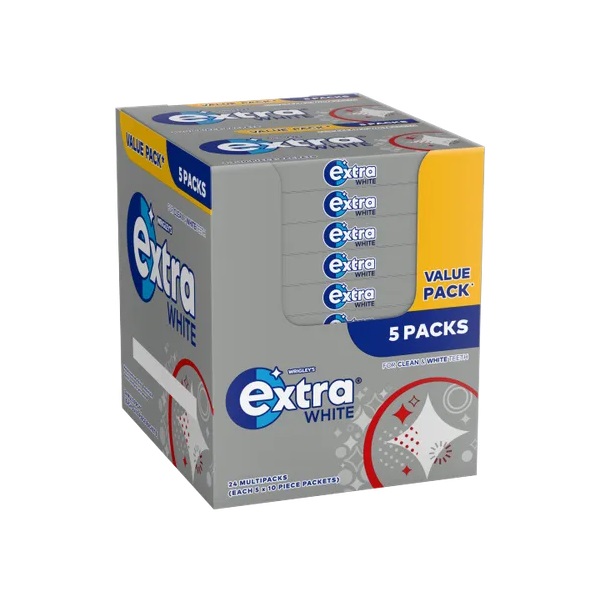 Extra White Sugar Free Chewing Gum 5pk (5 x 10s)