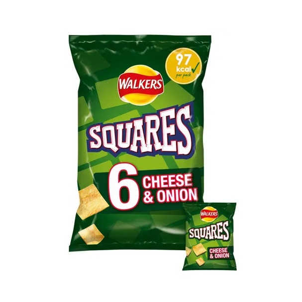 Walkers Squares Cheese & Onion 6pk (6 x 22g)