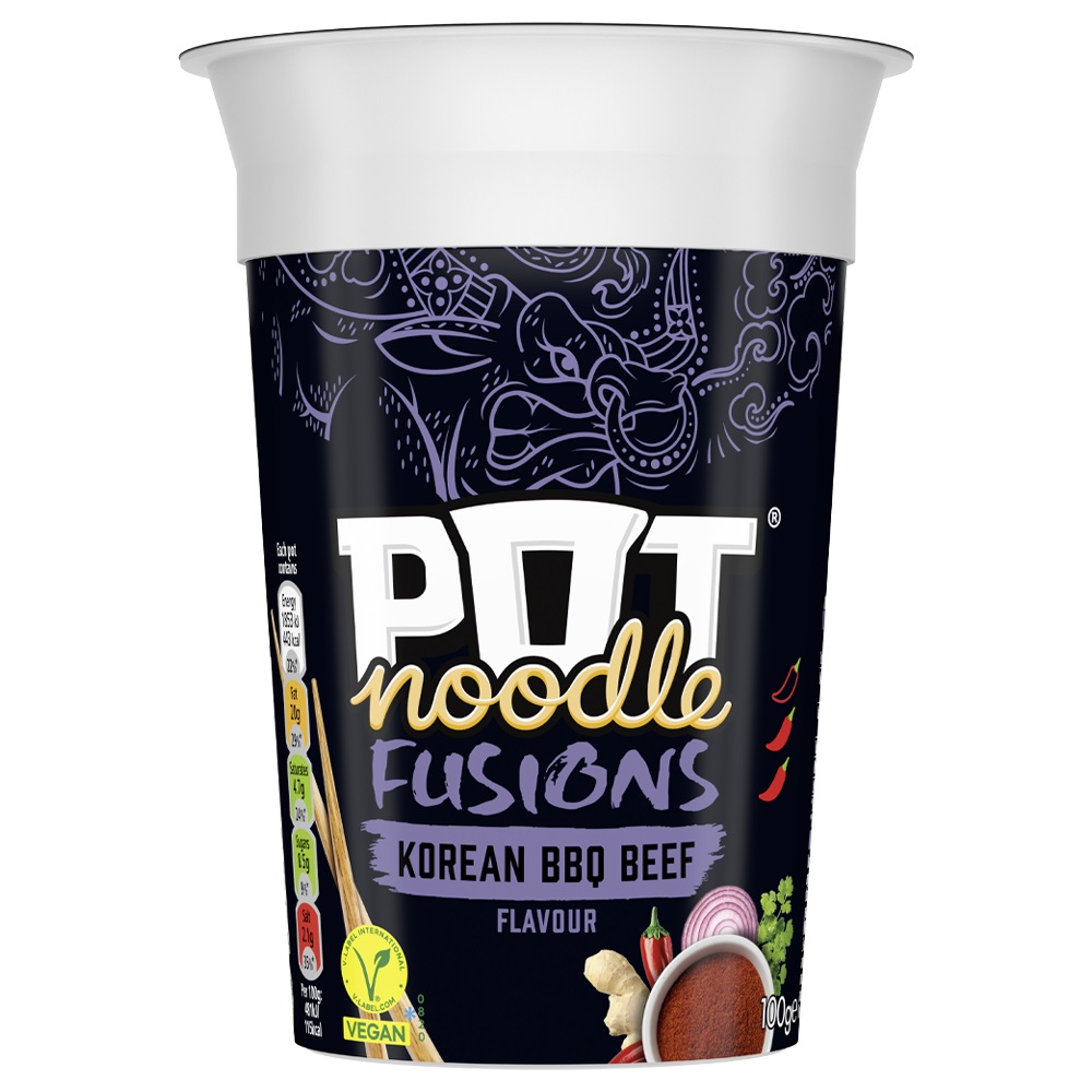 King Pot Noodle Fusions Instant Snack Korean BBQ Beef 100g