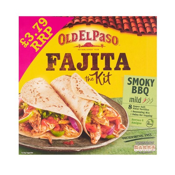 Old El Paso BBQ Fajita Kit PM £3.79 500g