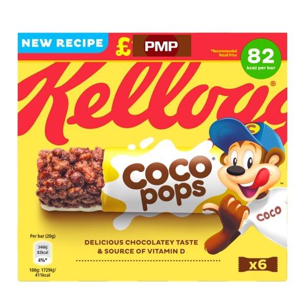 Kelloggs Coco Pops Cereal Bars 6pk (6 x 20g) PM £1.59