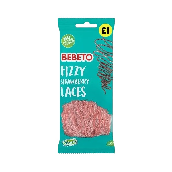 Bebeto Fizzy Strawberry Laces 160g PM £1