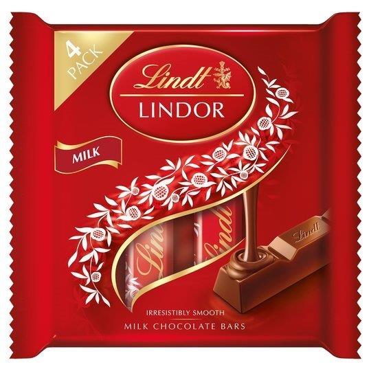 Lindor Milk Chocolate Bars 4pk (4 x 25g)