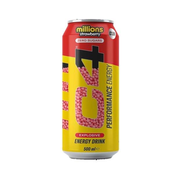 C4 Energy & Strawberry Millions PM £1.59 500ml