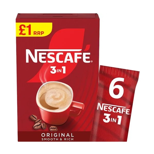 Nescafe 3in1 Original Coffee Sachets PM £1 6s (6 x 16g) 96g