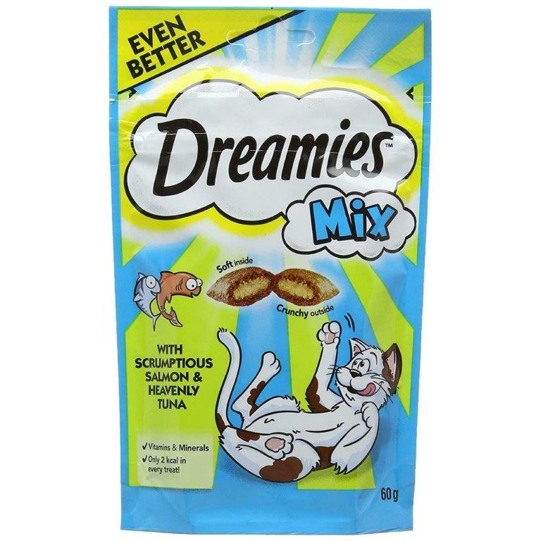 Dreamies Mix Cat Treats With Salmon And Tuna 60g