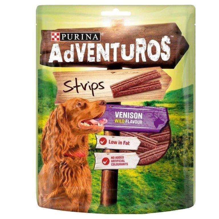 Adventuros Dog Treats Strips Venison Wild 90g