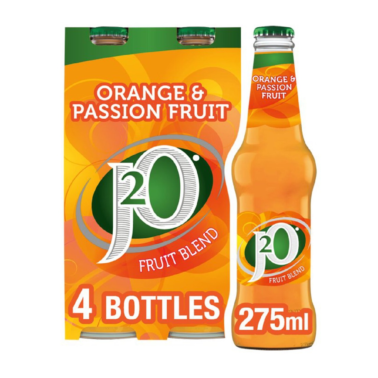 J2O Orange & Passion Fruit Glass 4pk (4 x 275ml)