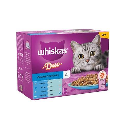 Whiskas 1+ Cat Pouches Duo Ocean Delights Jelly (12 x 85g) 1.02kg