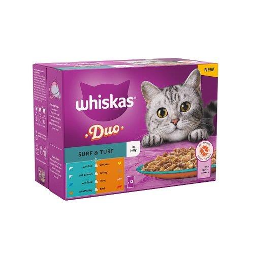 Whiskas 1+ Cat Pouches Duo Surf & Turf Jelly (12 x 85g) 1.02kg