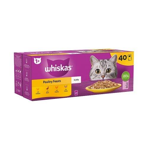 Whiskas 1+ Cat Pouches Poultry Feasts in Jelly (40 x 85g) 3.4kg