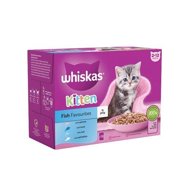 Whiskas 2-12Mths Kitten Pouch Fish Jelly 12pk ( 12 x 85g) 1.02kg