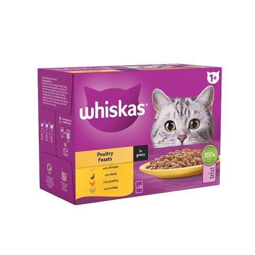 Whiskas 1+ Cat Pouches Poultry Freasts in Gravy (12 x 85g) 1.02kg