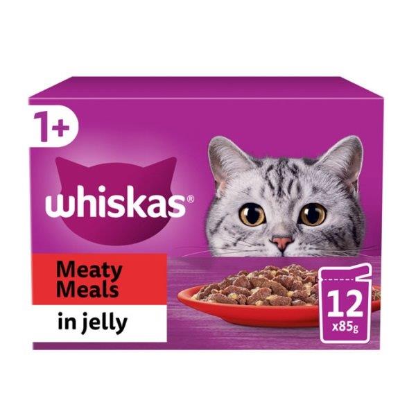 Whiskas 1+ Cat Pouches Meaty Meals in Jelly (12 x 85g) 1.02kg