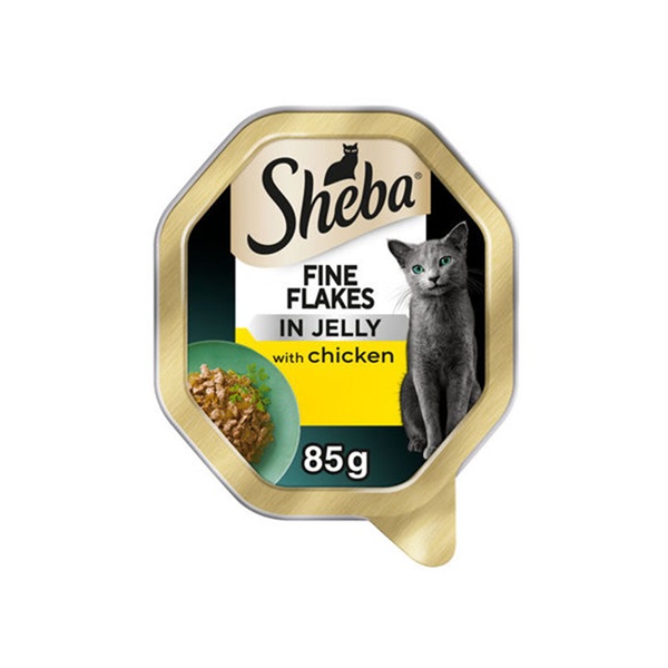 Sheba Fine Flakes Cat Tray & Chicken In Jelly 85g