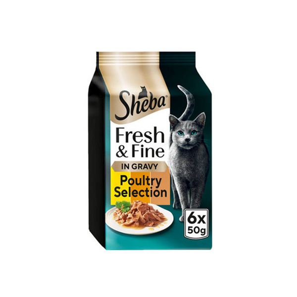 Sheba Fresh & Fine Cat Pouches & Chicken & Turkey & Duck In Gravy (6 x 50g)