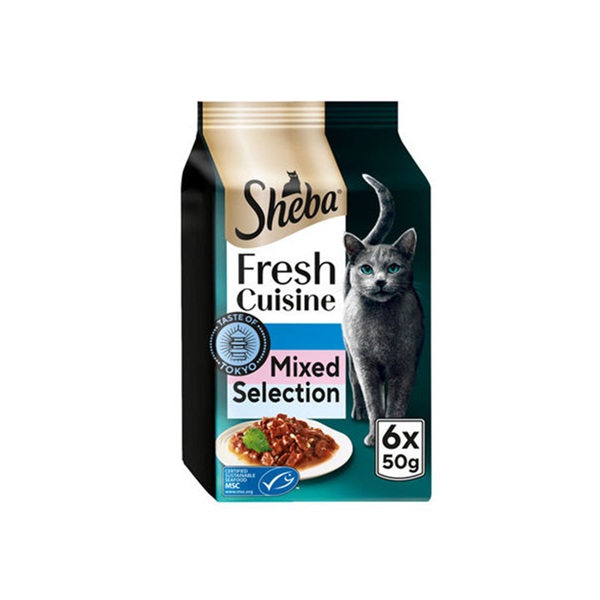 Sheba Fresh Cuisine Cat Pouches & Salmon & Tuna & Whitefish In Gravy (6 x 50g)