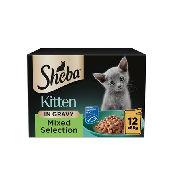 Sheba Mixed Selection Kitten Pouch In Gravy (12 x 85g)