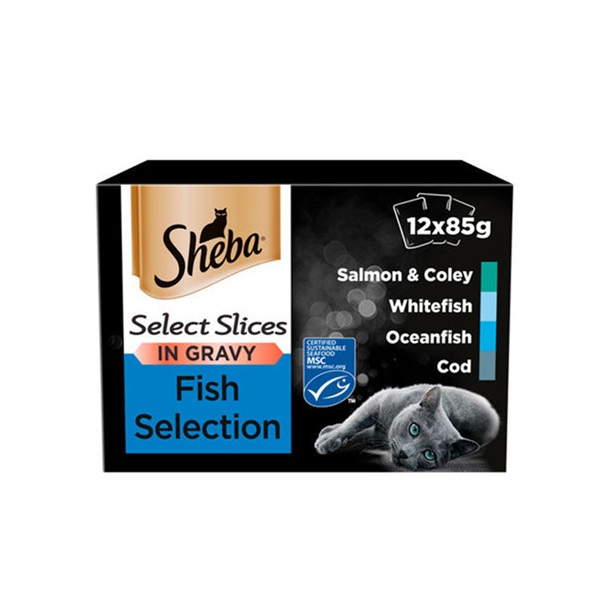 Sheba Select Slices Cat Pouches Fish Collection In Gravy (12 x 85g)