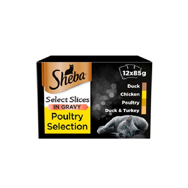 Sheba Select Slices Cat Pouches Poultry Collection In Gravy (12 x 85g)