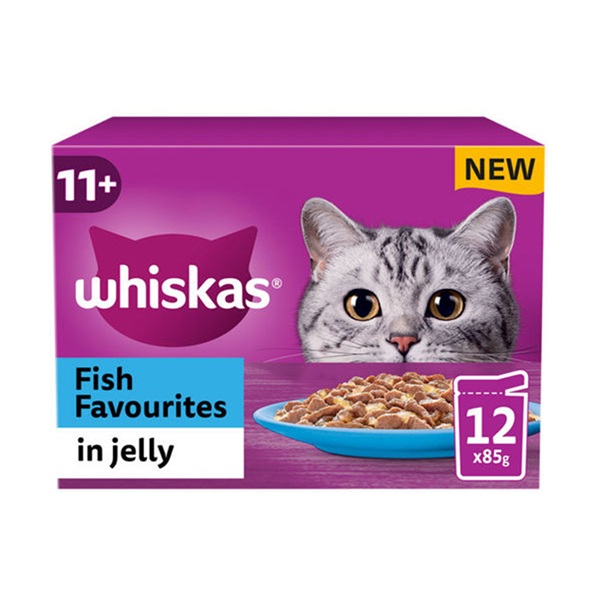 Whiskas 11+ Cat Pouches Fish Favourites In Jelly (12 x 85g)