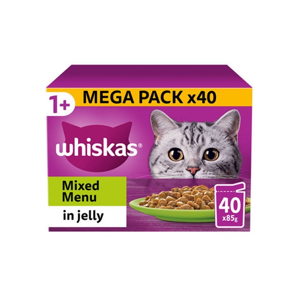 Whiskas 1+ Cat Pouches Mixed Menu In Jelly (40 x 85g)