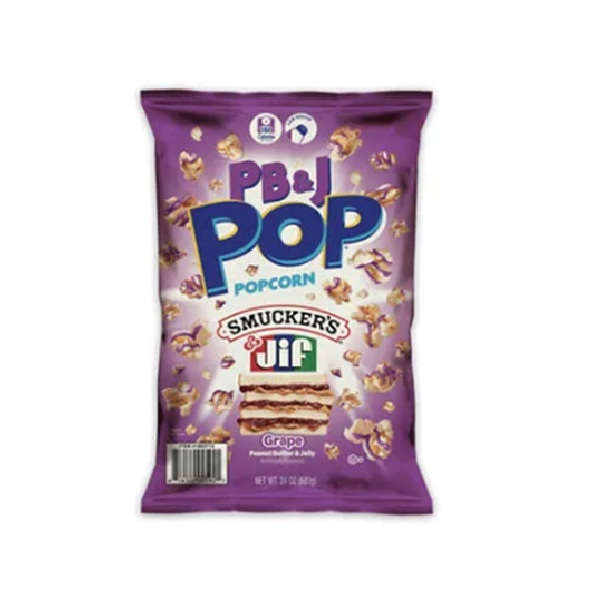 PB & J Pop Jiff Peanut Butter & Smuckers Grape Jelly Popcorn 149g