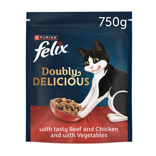 Felix Doubly Delicious Beef Chicken Vegetables Dry Cat Food 750g