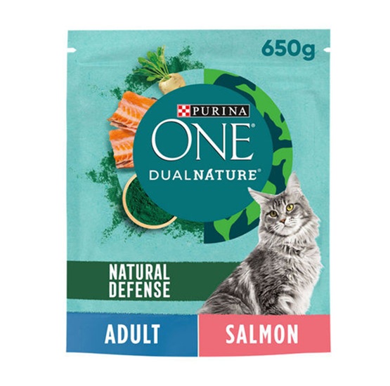 Purina ONE Dual Nature Natural Defense Salmon Dry Cat Food 650g