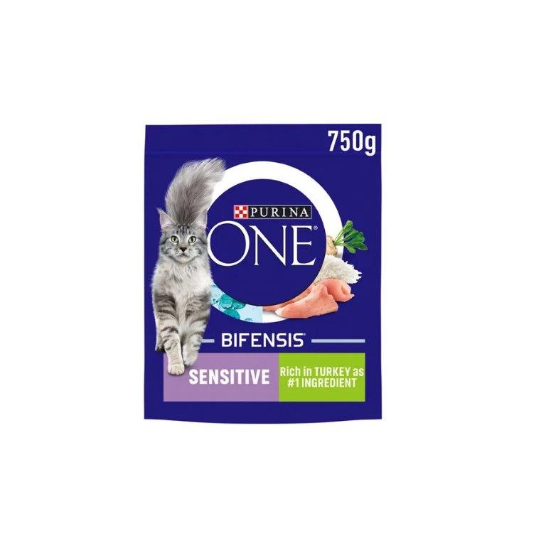 Purina ONE Sensitive Turkey Dry Cat Food 750g